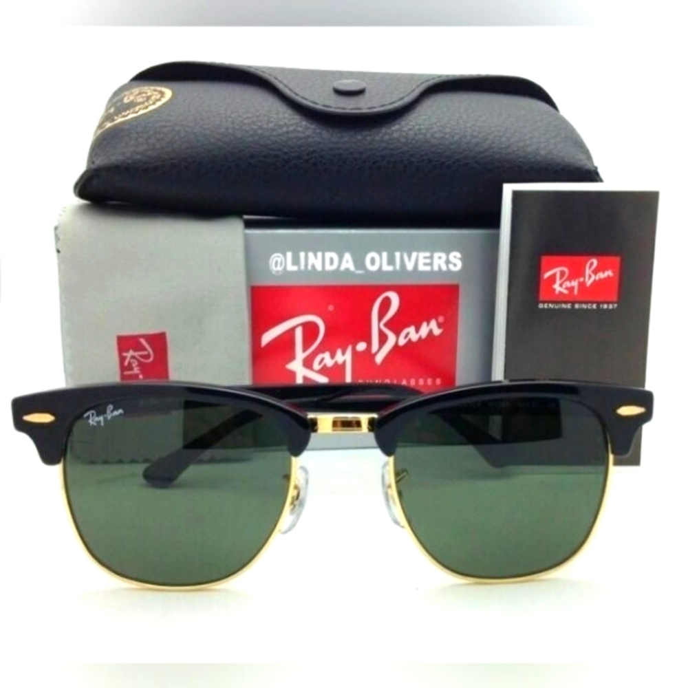 RayBan Clubmaster RB3016 Green Lenses Gold Frame